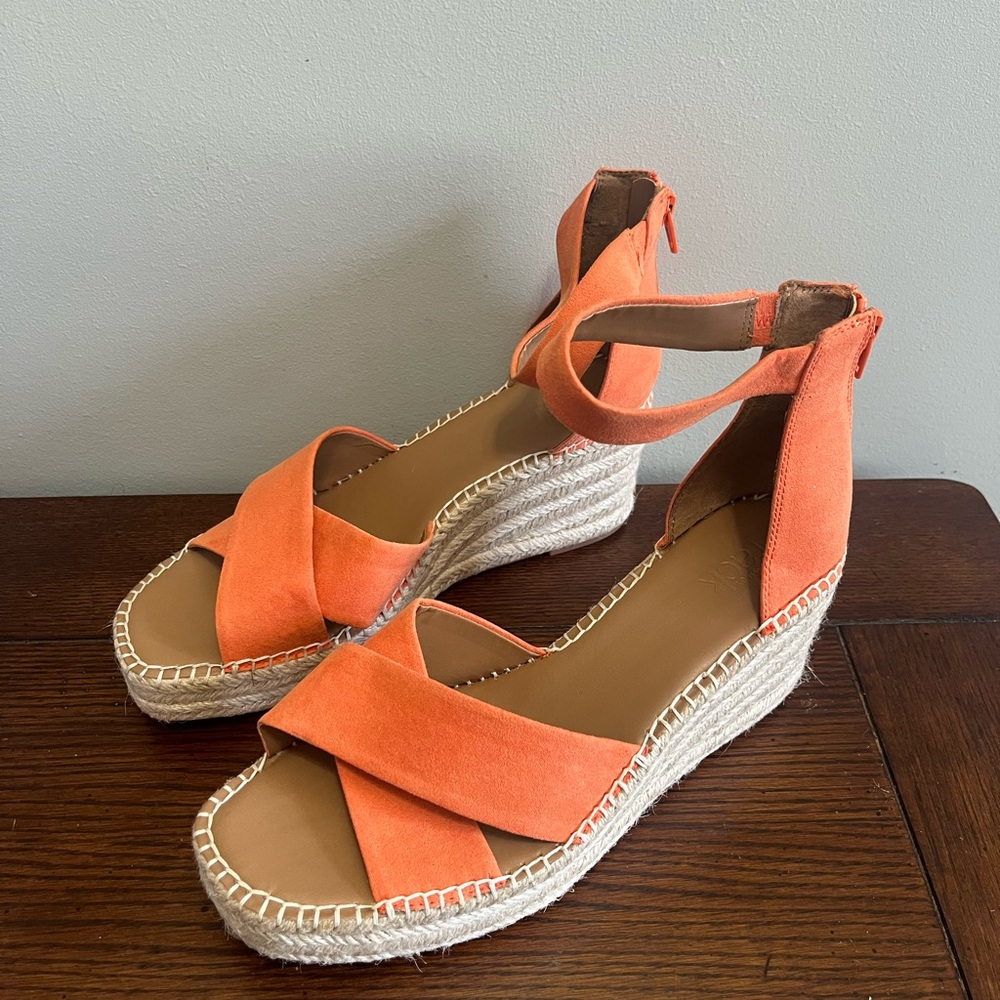 Nordstrom‎ Rack Caroline orange wedge sandal NEW 10